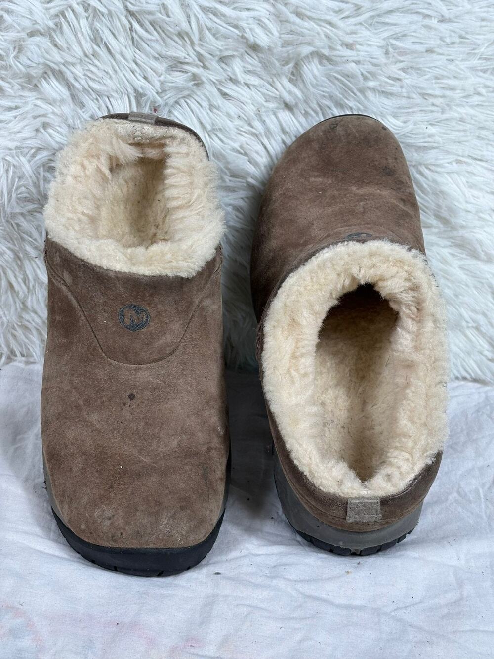 Merrell Encore Ice Bracken Slip On Clog Shoes Brown Suede Leather Women’s Sz 6